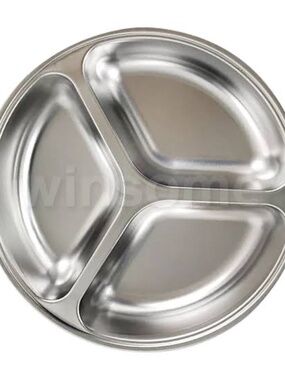 Set of 2 Stainless Steel Divided Dinner Plates